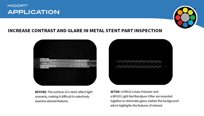 Reducing Glare in Metal Stent Inspection with Machine Vision Polarizing Filters