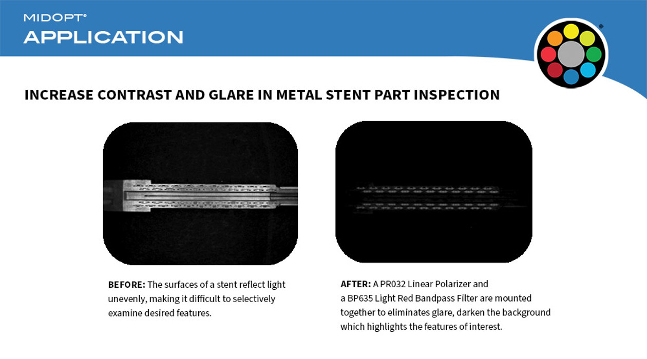 Reducing Glare in Metal Stent Inspection with Machine Vision Polarizing Filters - zoom image