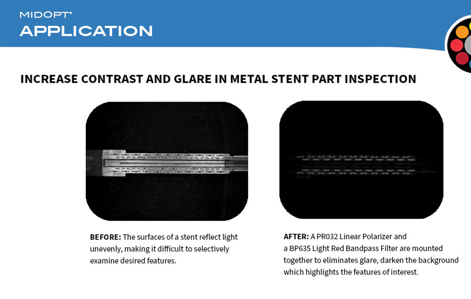 Reducing Glare in Metal Stent Inspection with Machine Vision Polarizing Filters